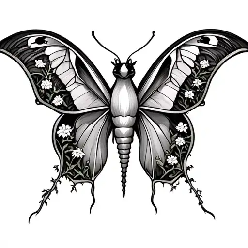 Luna Moth With Vines Inside Wings