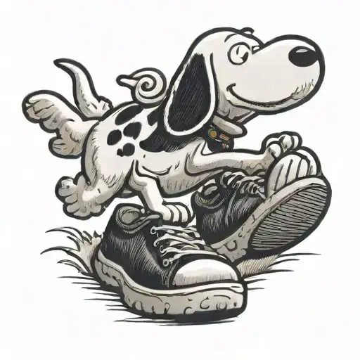 Snoopy Running Freely In Shoes
