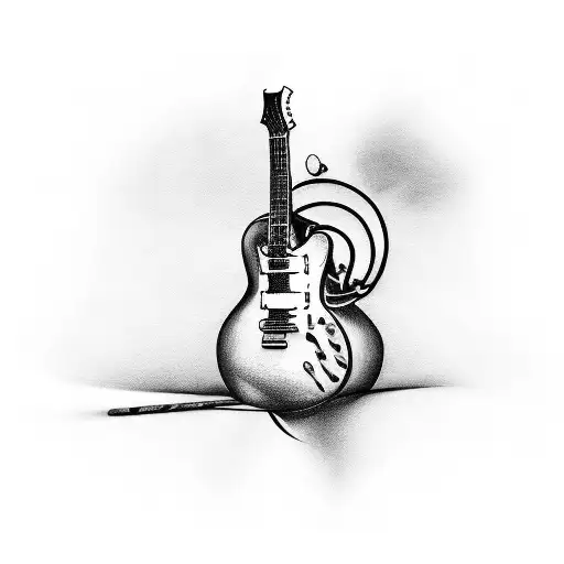 A Tattoo Design That Combines A Guitar And A Motorcycle In A Unique Way
