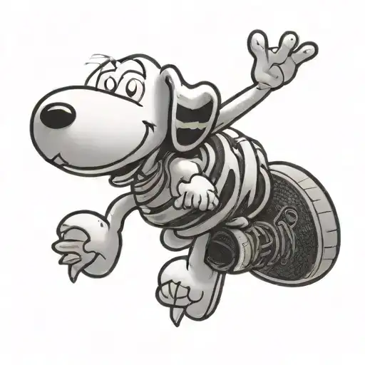 Snoopy Running Freely In Running Shoes