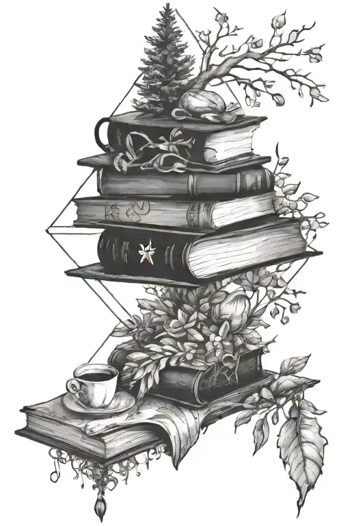 Feminine Books With Nature Surrounding With Coffee And Winter Aspects Diamond Shaped