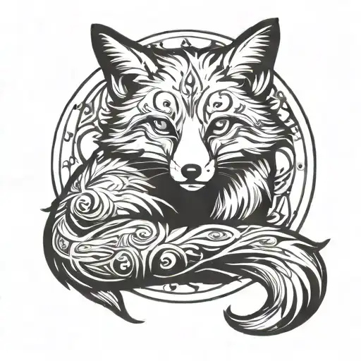 Fox Curled Around Therian Symbol