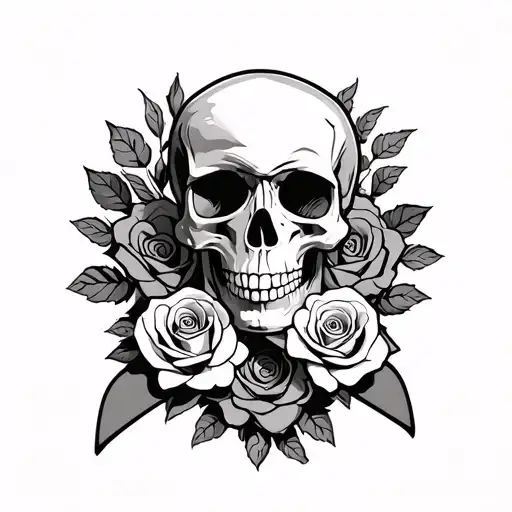Skull And Roses On The Cancer Ribbon Itself The Logo