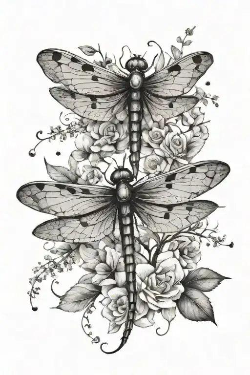 Flowy Dragonfly Spine Tattoo With Celestial Vibes Add Ladybugs And Moths