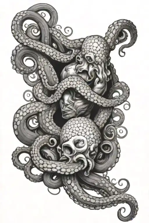 Feminine Octopus Wrapping Tentacles Around A Man Riding