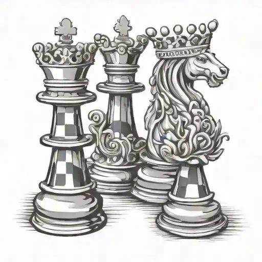 Queen And King Chess Pieces Border