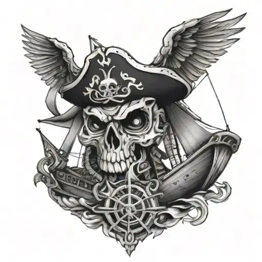 Owl Pirate Ship Skull All Seeing Eye Surrounded