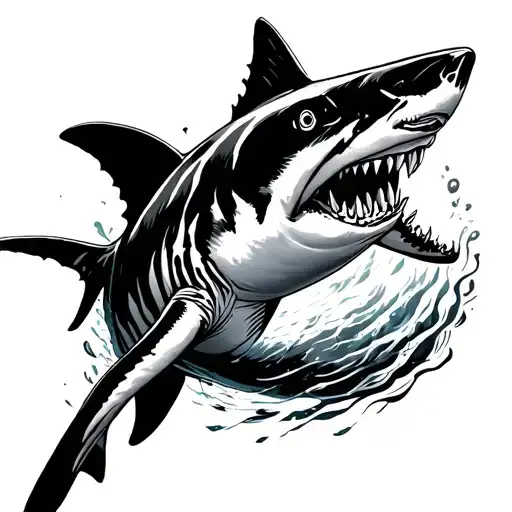 Tiger Shark Silhouette From Above