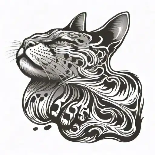 An Abstract Design Featuring A Cat's Paw Print Morphing Into A Bass Cleft