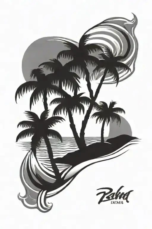 Palm Tree And Sea Waves