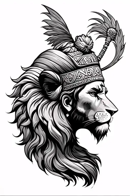 Sikh Warrior And Lion