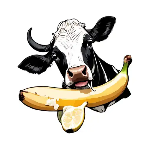 Cow Eating A Banana