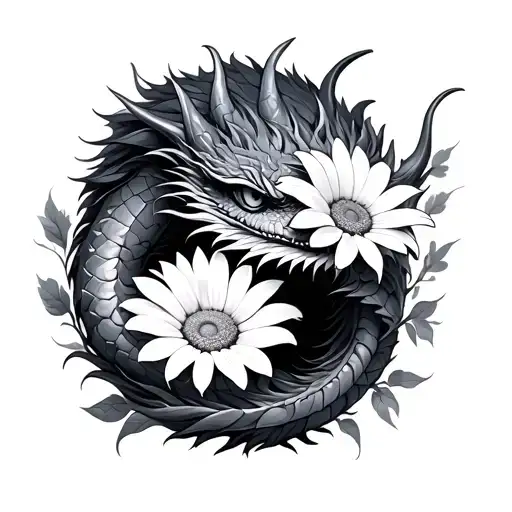 Dragon Wrapped Daisies