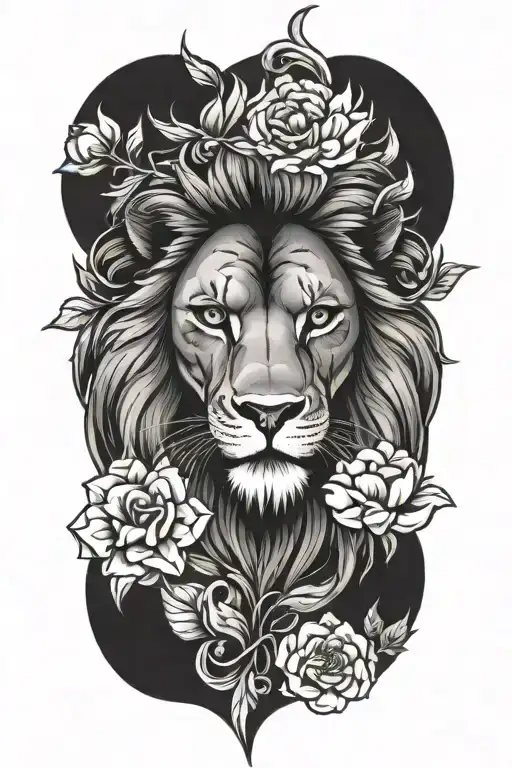Lion And Owl And Scales And Flower
