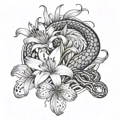 Hissing Cobra And Spider Lily