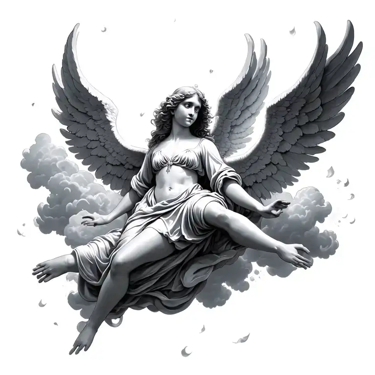 Angel In Clouds Floating