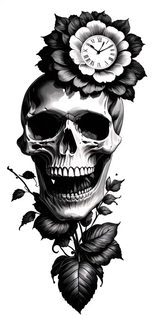 Lis Flower Skull Clock