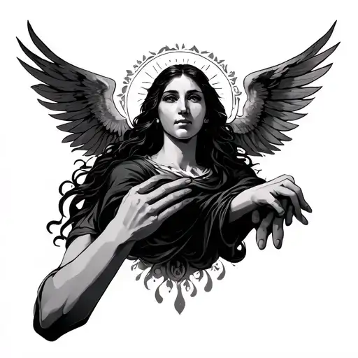 A Female Reaching Up And Holding Gods Hand From Above