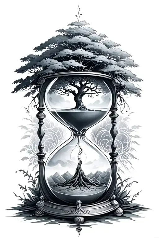 Hourglass With A Tree Of Life Inside Surrounded