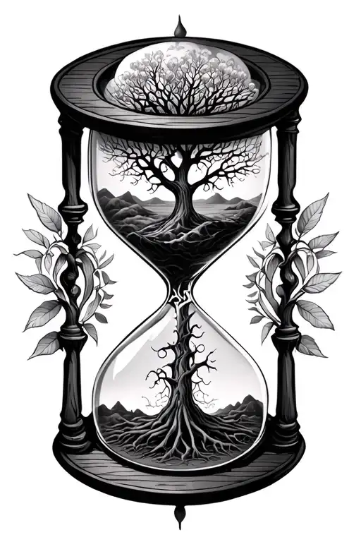 Hourglass With A Tree Of Life Inside Surrounded