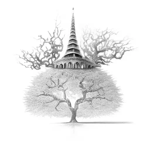 Tree Of Life Wrapped Around The Tower