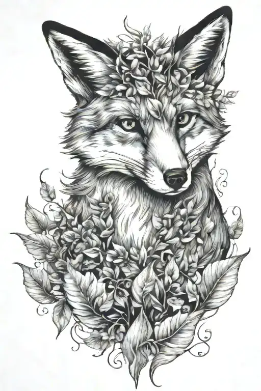 A Fox Surrounded By Leaves