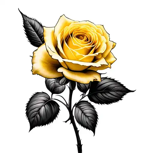 Yellow Rose With Stem