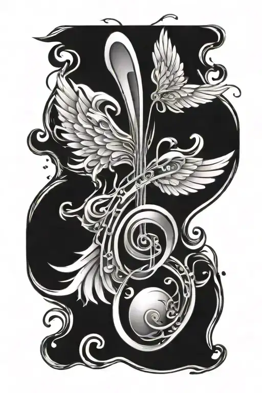 Music Note And Angel Wing