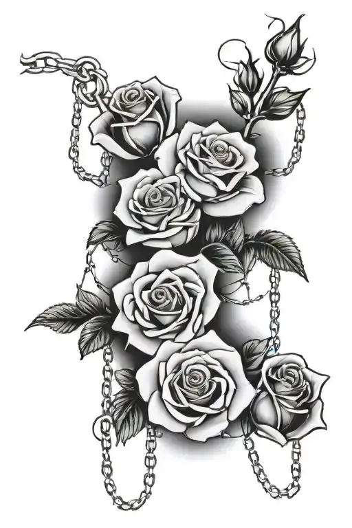 Three Roses With Chains And Money Falling