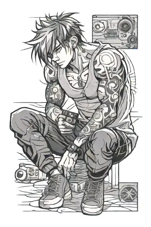 Anime Guy Looking Forward With Gamepad Watching Wwe Wrestling