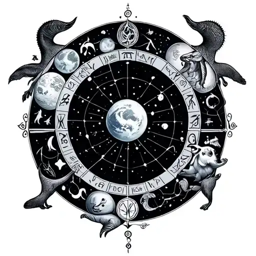 Aquarius Constellation With Rome Themes And Small Ocean Animals Round The Zodiac Sing