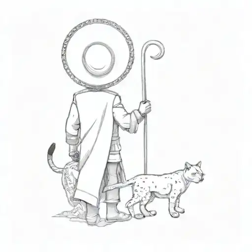 The Sheppard Is Wearing A Sombrero Hat And The Panthers Are Black