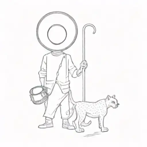 The Sheppard Is Wearing A Big Sombrero Hat And The Panthers Are Black