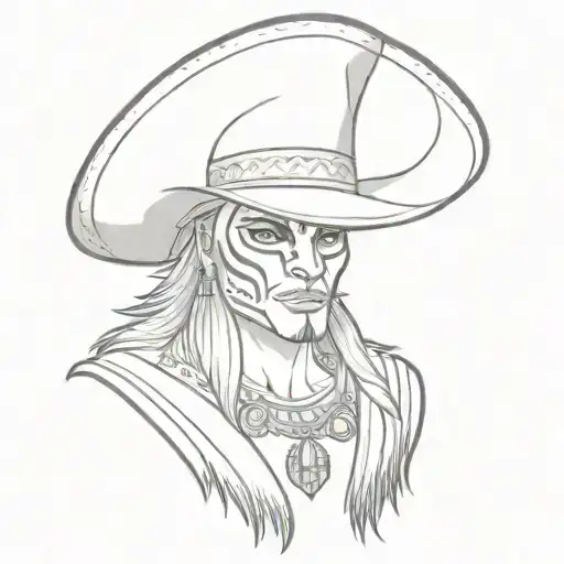 The Sheppard Is Wearing A Big Sombrero Hat And The Panthers Are Black