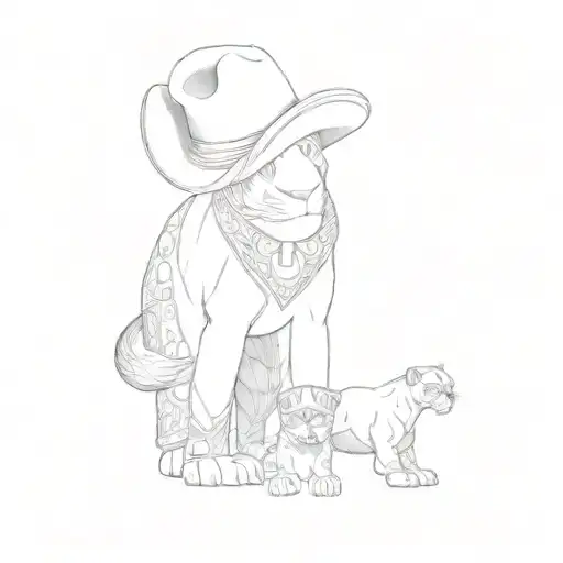 The Sheppard Is Wearing A Big Sombrero Hat And The Panthers Are Black