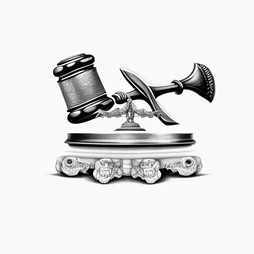 Scales Of Justice With Broken Hammer