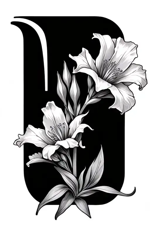 Letter L With Gladiolus Flower Blooming