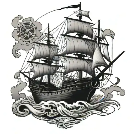 Pirate Ship Sailing With Names On It