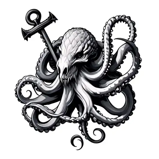 Kraken And Anchor Intertwined