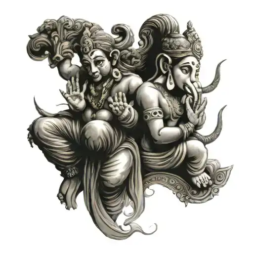 Shiv Ganesha And Krishna Triceps Tatto Line