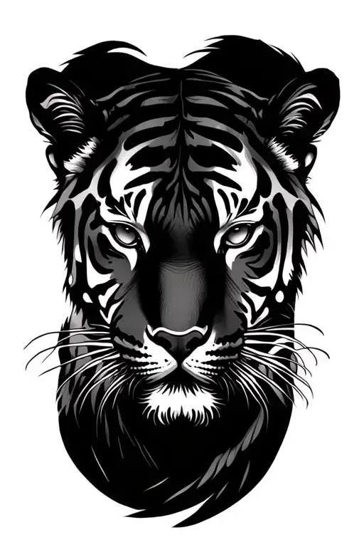 Tiger Face In Feather