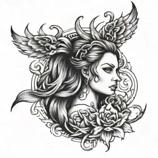 Staff And Fire And Girl