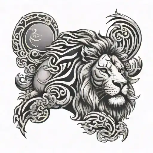Quarter Sleeve Male Zen L Mixed With Lion And Zebra With Peace Japanese Symbol