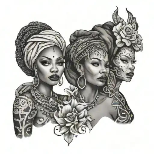African American 3 Sisters Tattoo Inspired