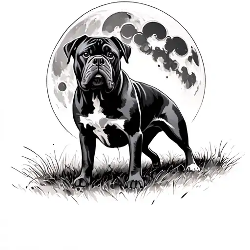 Cane Corso With Full Moon
