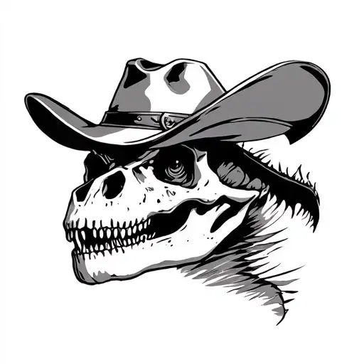 T-rex Skull With Cowboy Hat