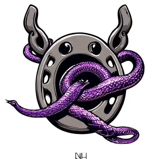 Horse Horseshoe And Purple Snake