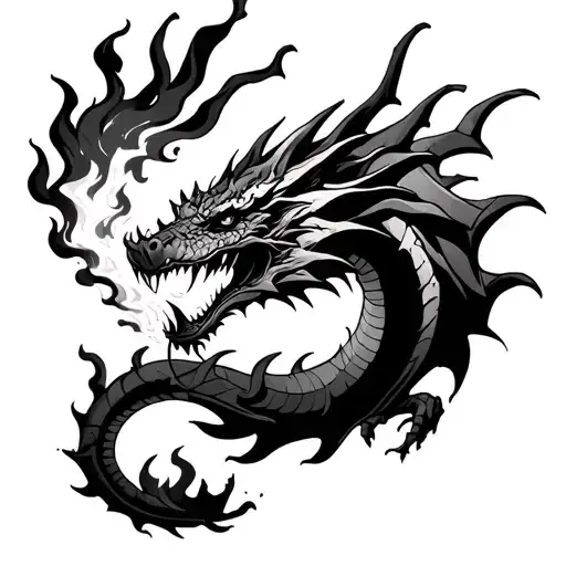 Dragon Breathing Fire Surrounded