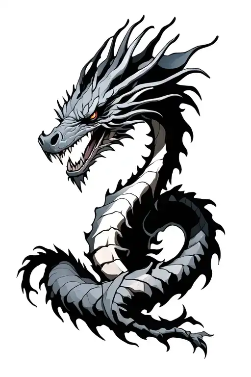 Bone Dragon Wrapped With Shiro Oni