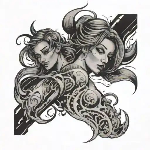 Spin Staff And Fire And Girl